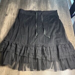 Ultimate Miks Charcoal Ruffled Sheer A-Line Skirt